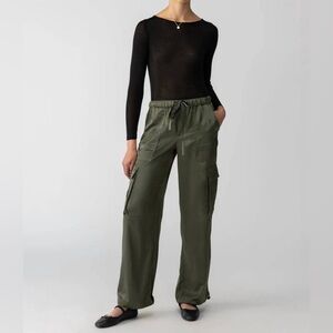 Anthropologie brand Sanctuary Satin Cargo Wide Leg Pants In Green